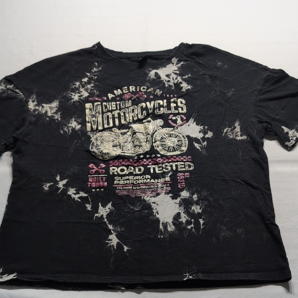 Shein Black Graphic T-Shirt with Motorcycle Design Size Large